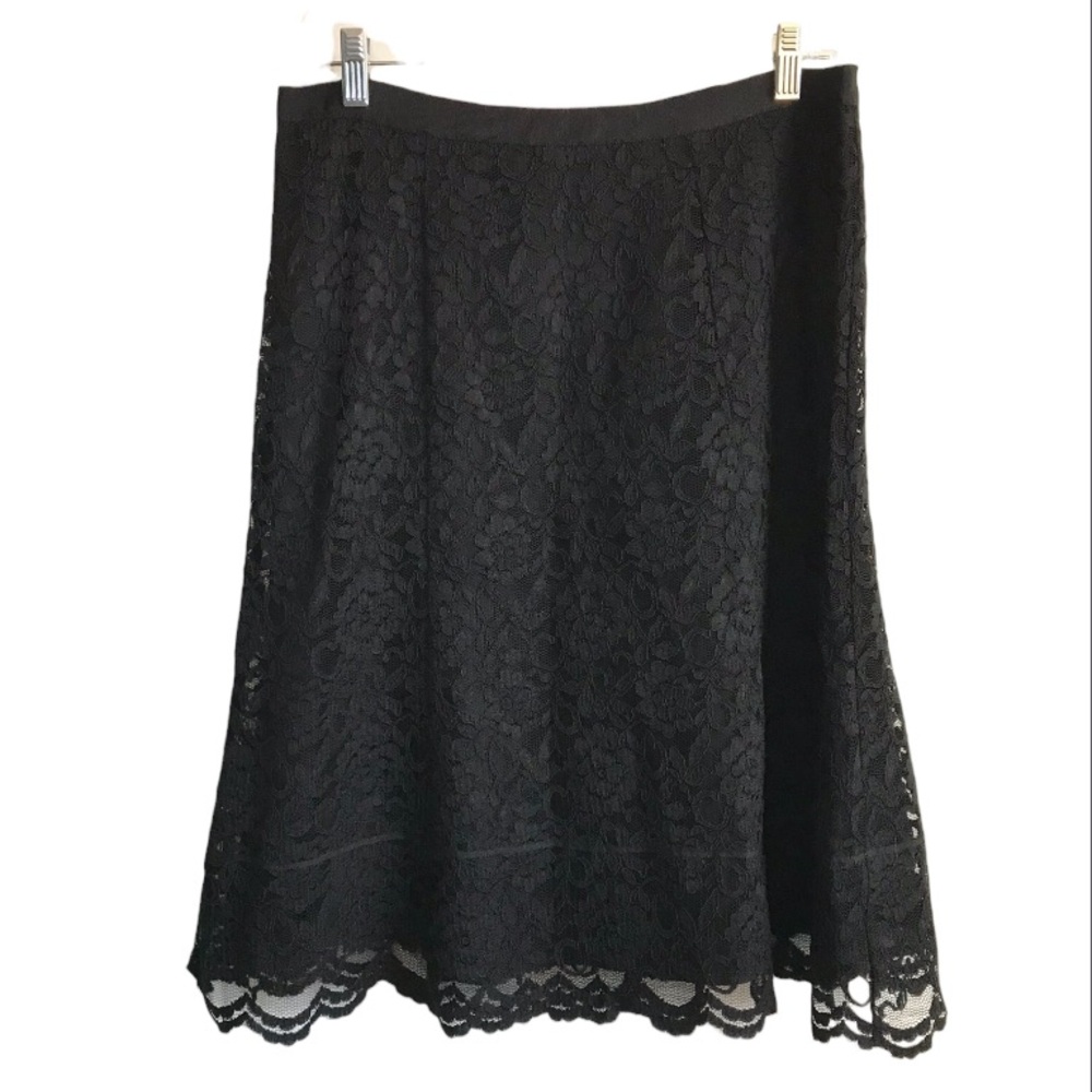 🔴 4/$15 Old Navy Women’s 6 Black ‘Just Below Waist’ A-Line Floral Lace Skirt EUC